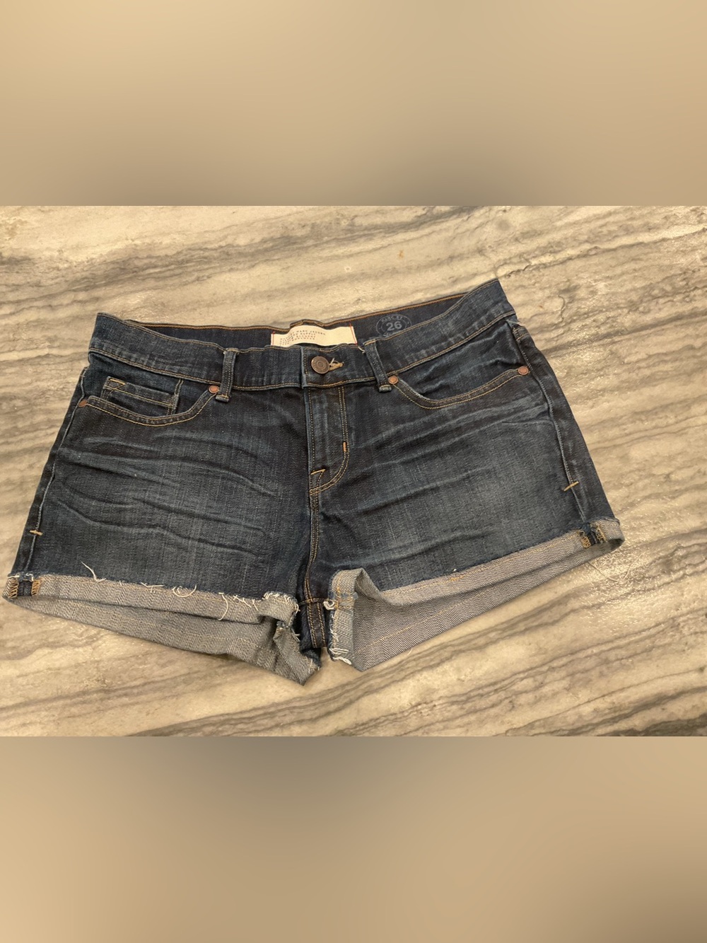 Marc By Marc Jacobs Dark Blue Denim Rolled Hem Shorts